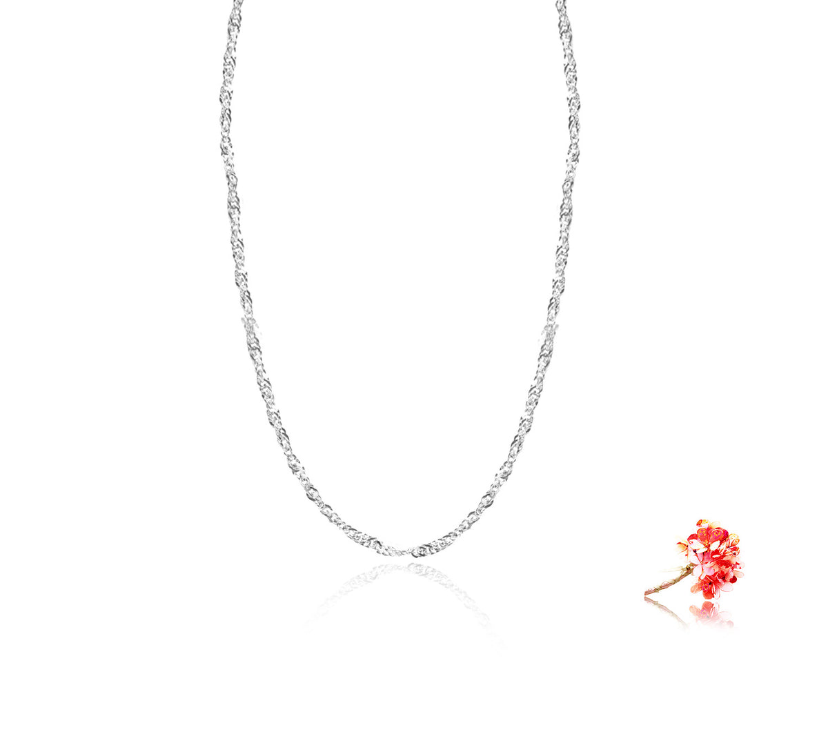 Twist Chain, 40CM in 18k White Gold