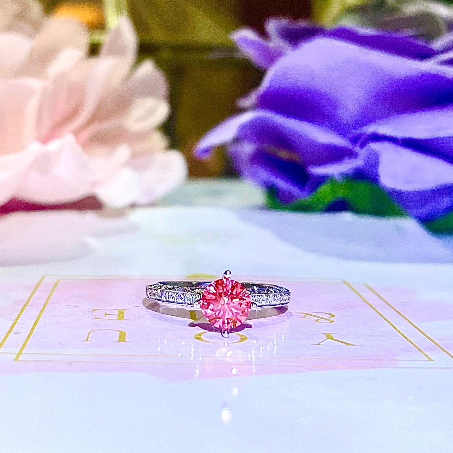 [For Rent] Fancy Intense Pink Diamond Ring (To Buy: $21,308)