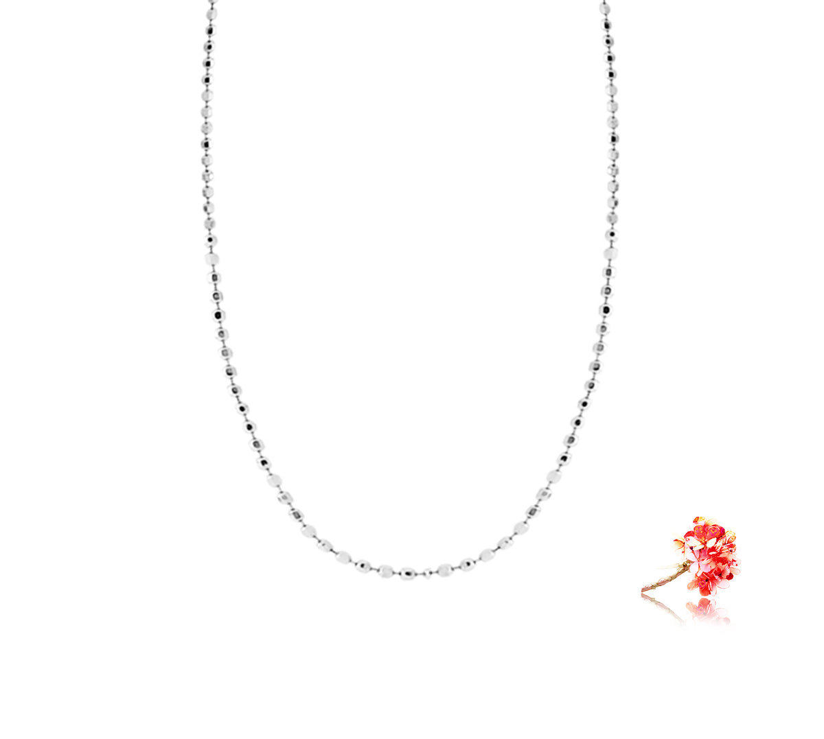 Ball Chain, 40CM in 18k White Gold