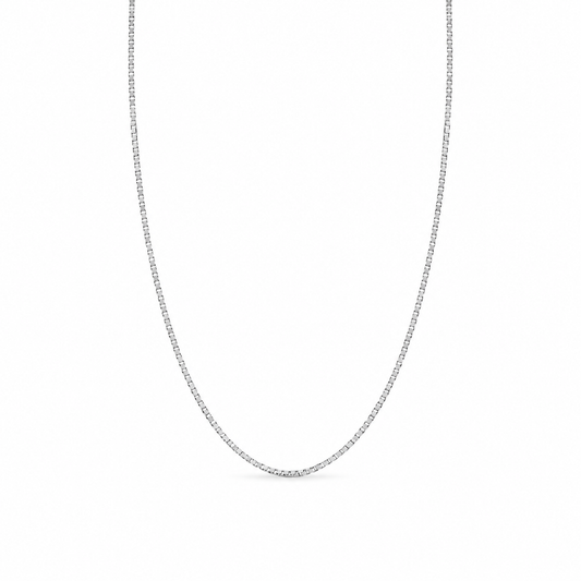 Box Chain, 40CM in 18k White Gold