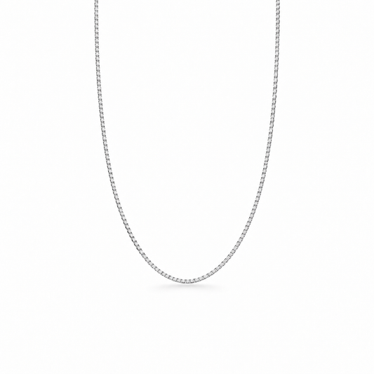 Box Chain, 40CM in 18k White Gold