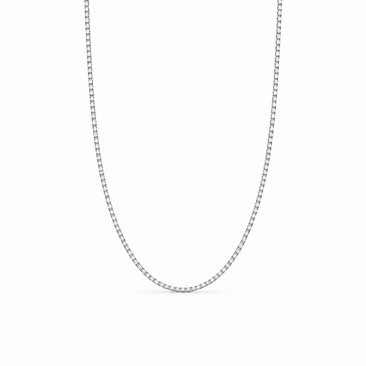 Box Chain, 45CM in 18k White Gold