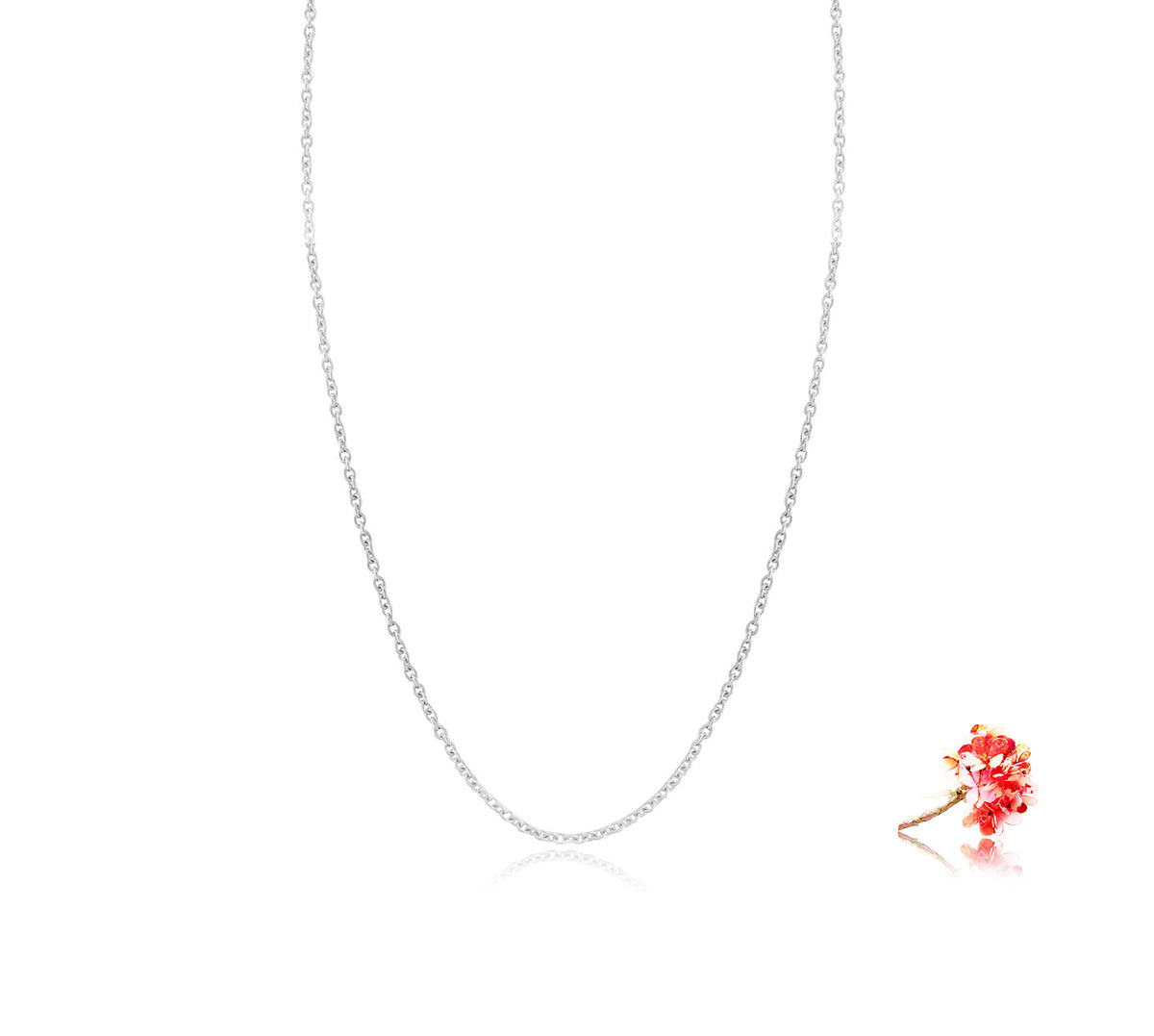 Link Chain, 45CM in 18k Gold, White