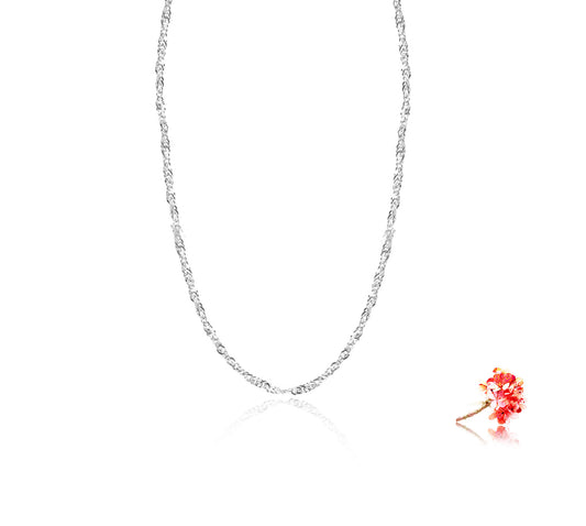 Twist Chain, 40CM in 18k White Gold