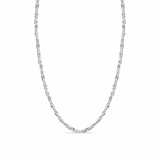 Twist Chain, 40CM in 18k White Gold