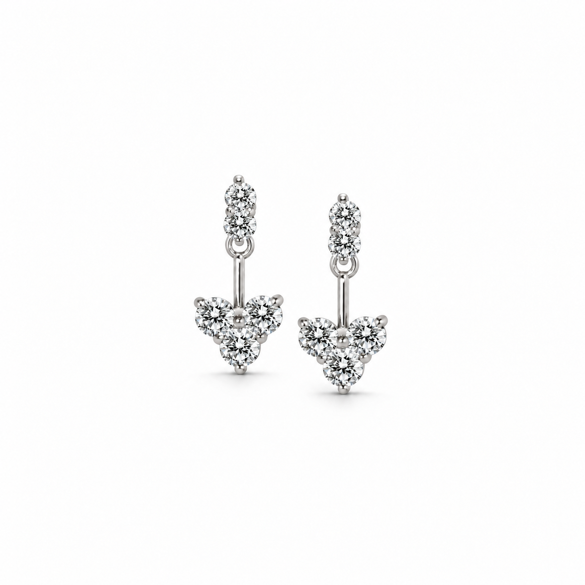 Dangling Heart-shaped Diamond Earrings