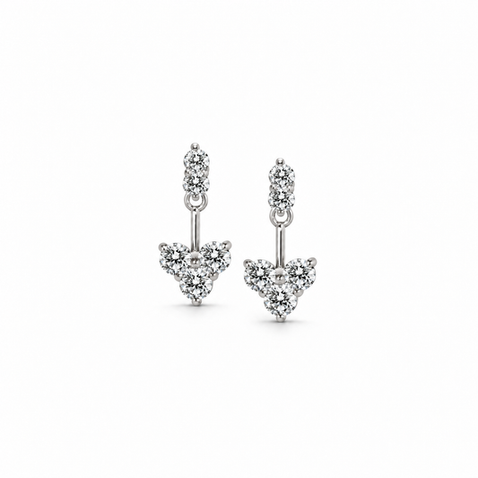 Dangling Heart-shaped Diamond Earrings