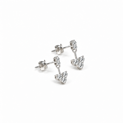 Dangling Heart-shaped Diamond Earrings
