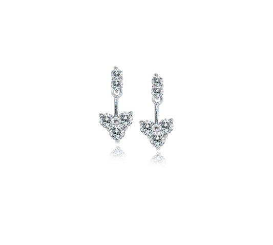 Dangling Heart-shaped Diamond Earrings