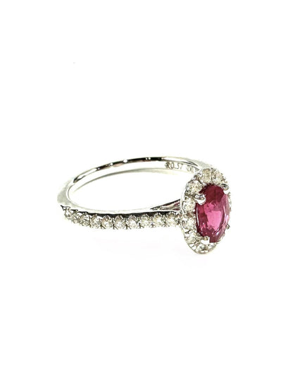Oval Ruby Halo Diamond Ring