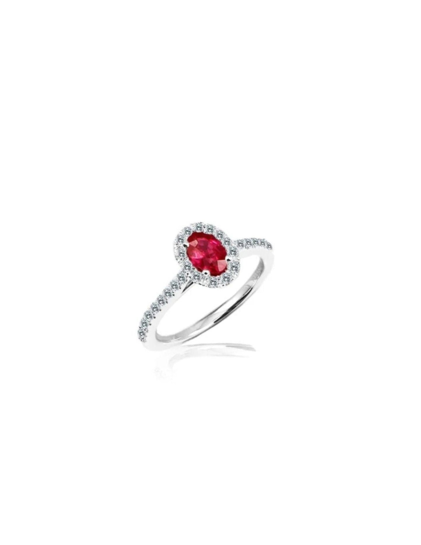 Oval Ruby Halo Diamond Ring