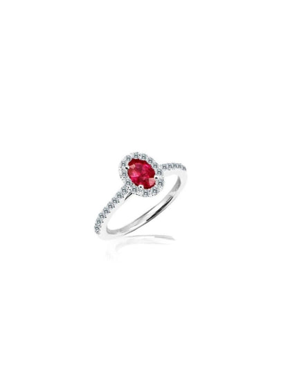 Oval Ruby Halo Diamond Ring
